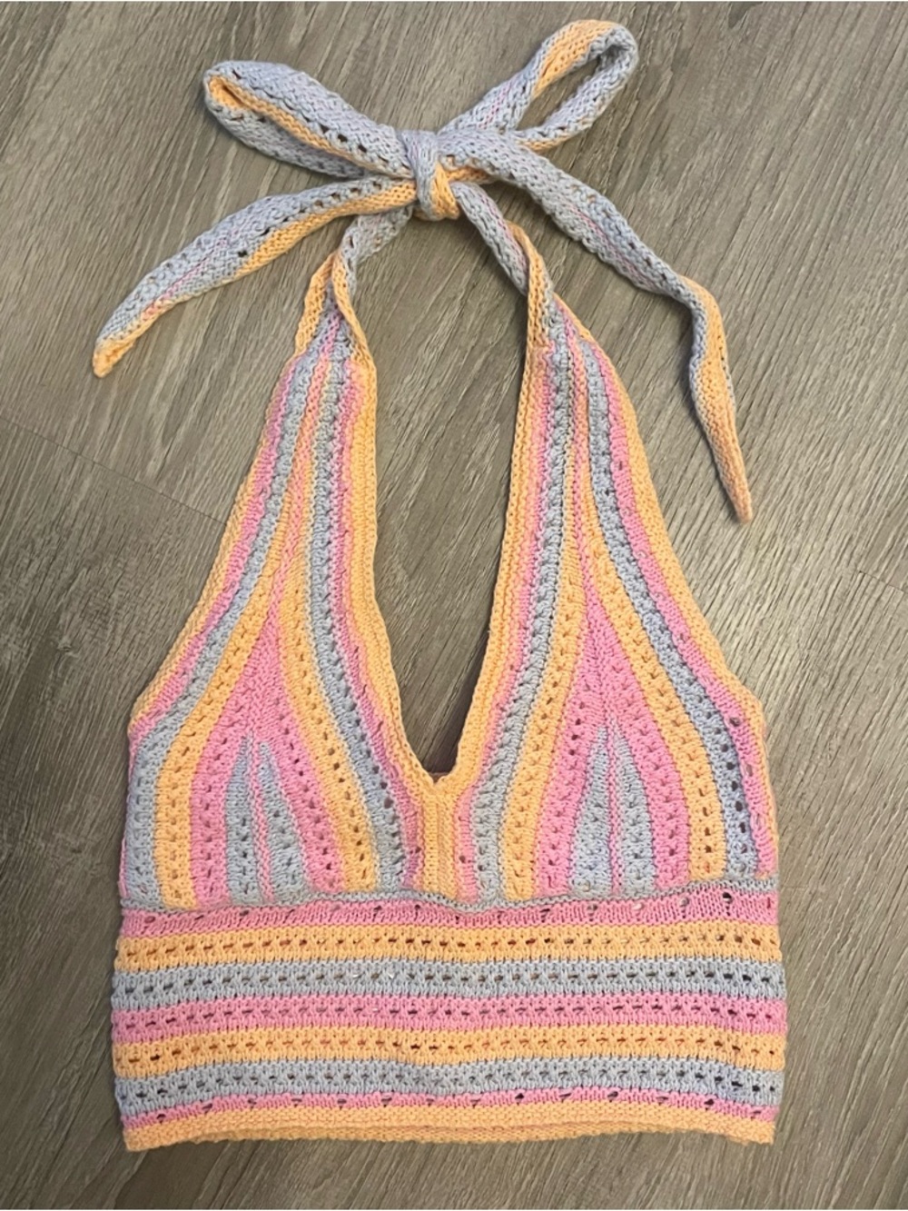 Hollister Crochet Bikini Top in Pink, Orange and Lavender
